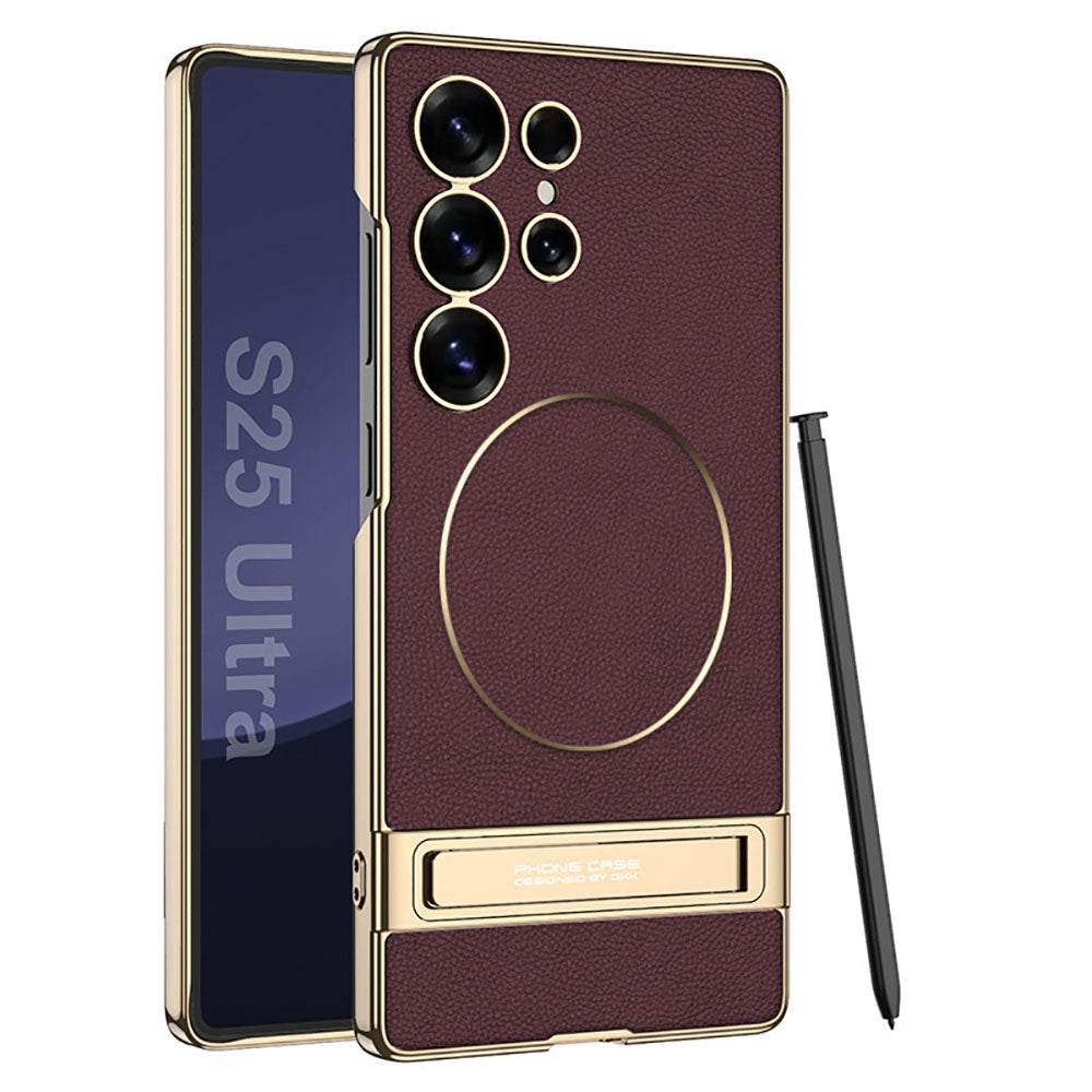 Electroplated Leather Stand Phone Case For Samsung Galaxy