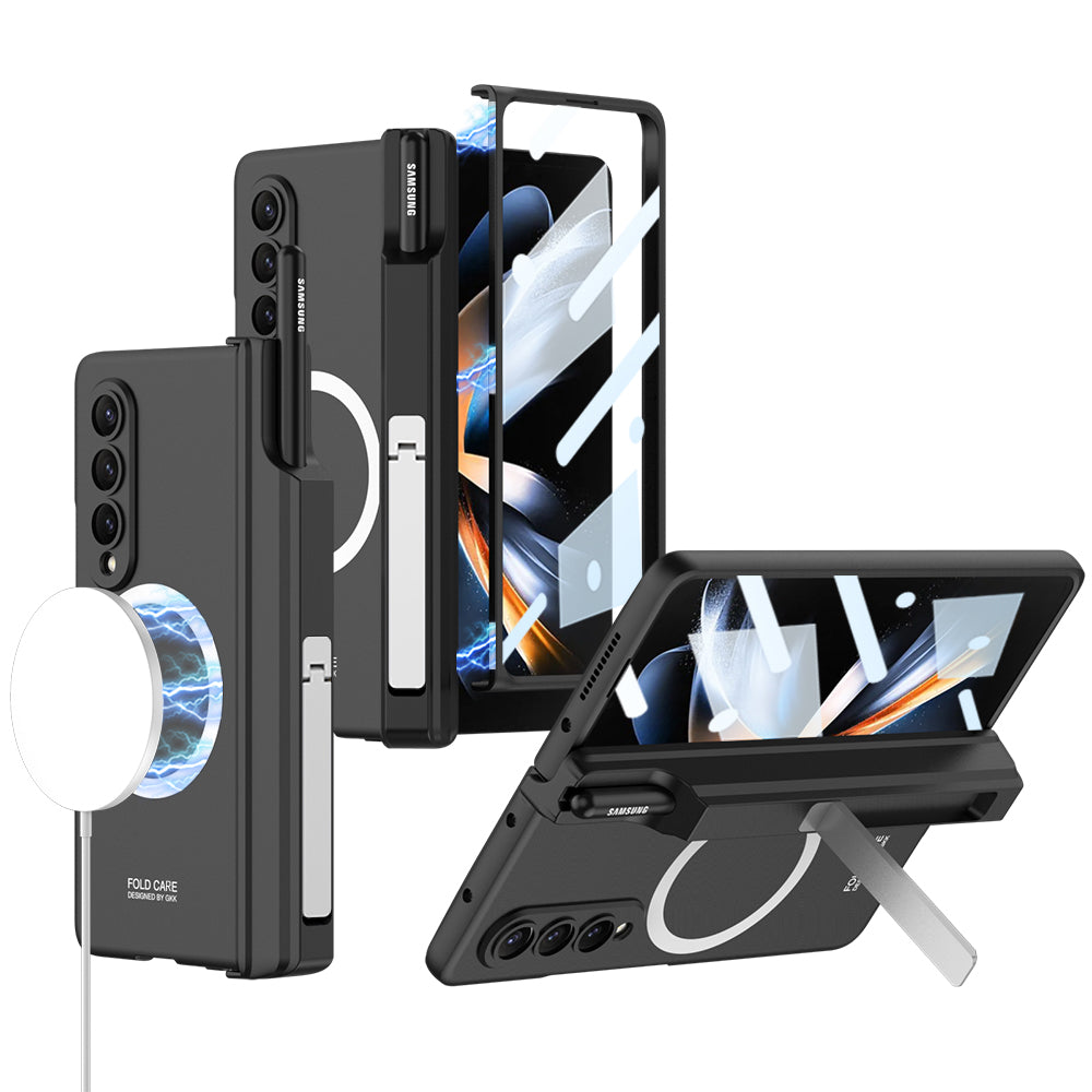 Magnetic Hinge Hidden Bracket All-included Case With Pen Box For Galaxy Z Fold4