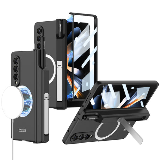 Magnetic Hinge Hidden Bracket All-included Case With Pen Box For Galaxy Z Fold4
