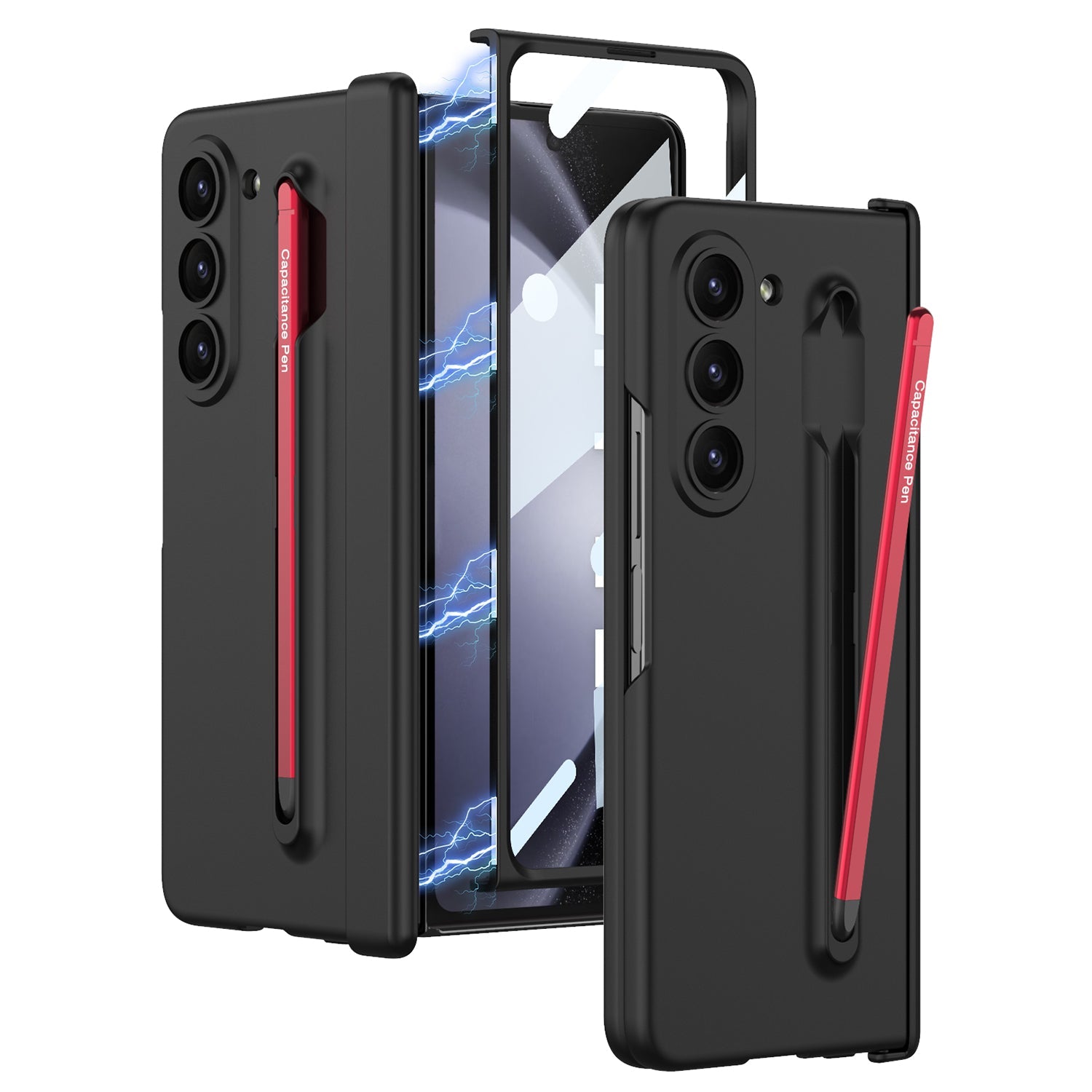 Magnetic Hinge Anti-fall Protective Phone Case With Pen Tray Shell and Film For Samsung Galaxy Z Fold5 - mycasety2023 Mycasety