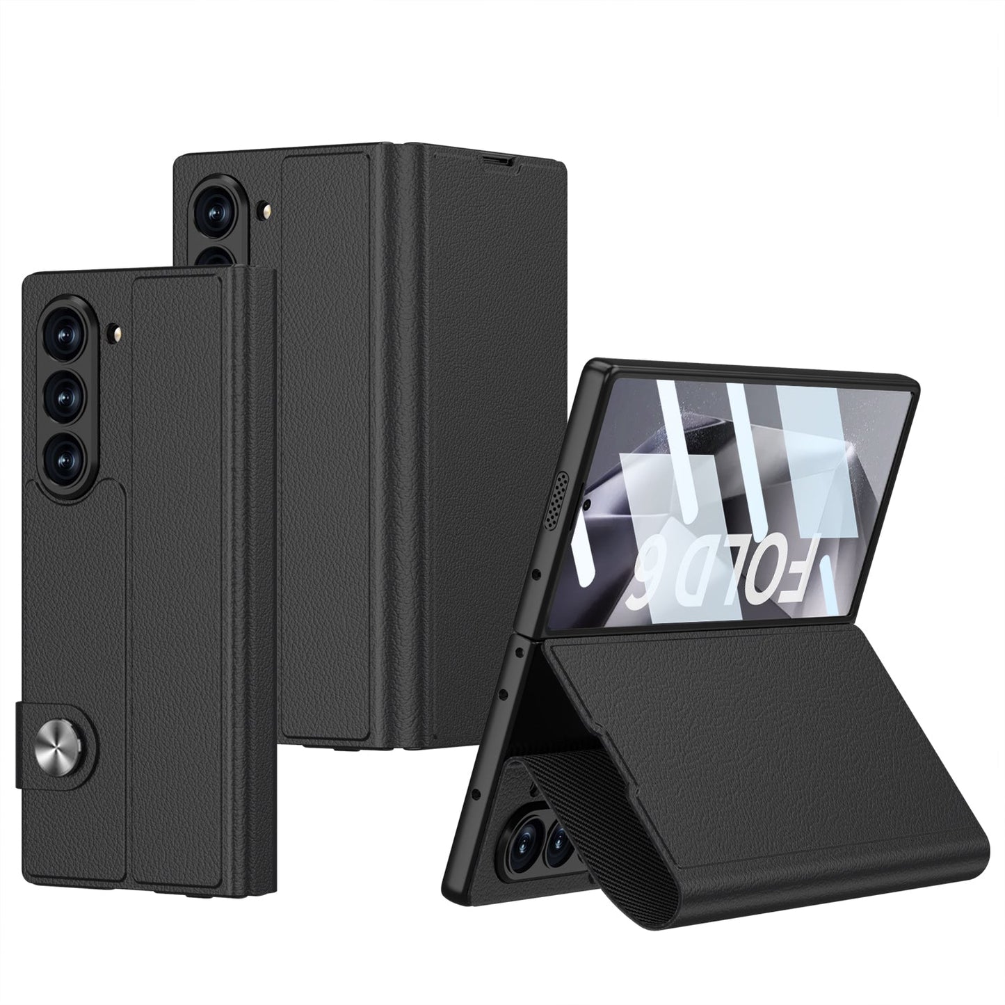 Luxurious Leather Cover Shockproof Phone Case With Screen Protector For Galaxy Z Fold 6/7