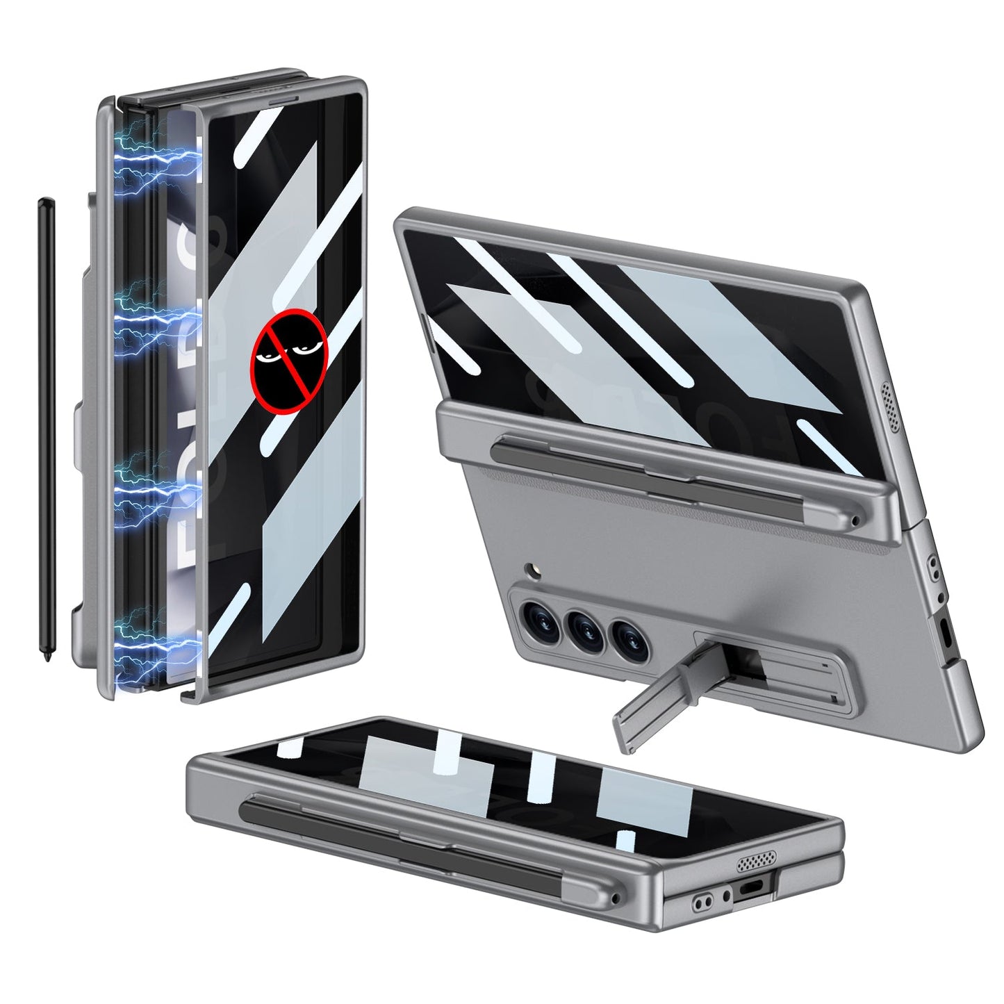 Magnetic Hinge Pen Slot Hidden Bracket All-included Case With Back Screen Protector For Galaxy Z Fold 7/6/5/4/3