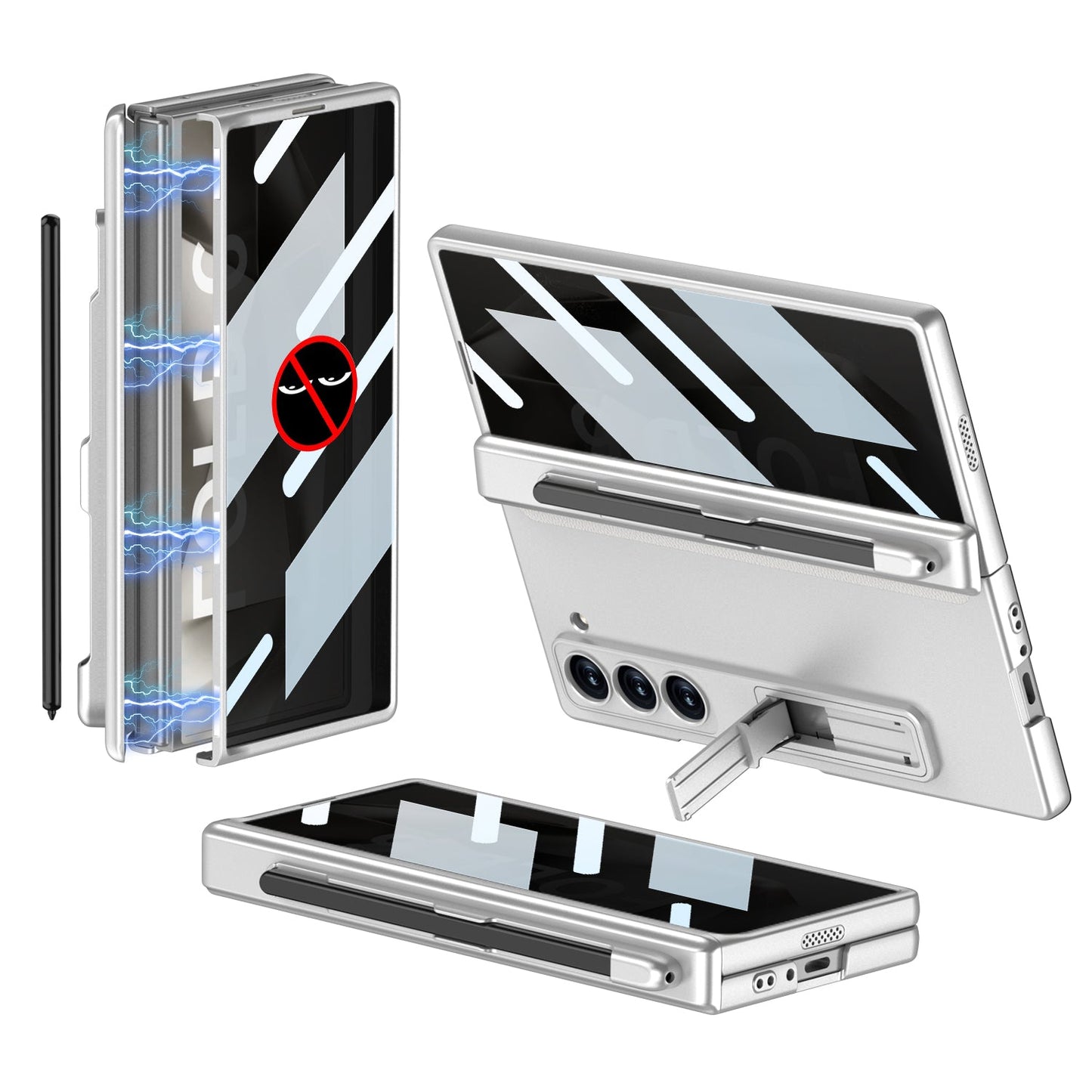 Magnetic Hinge Pen Slot Hidden Bracket All-included Case With Back Screen Protector For Galaxy Z Fold 7/6/5/4/3