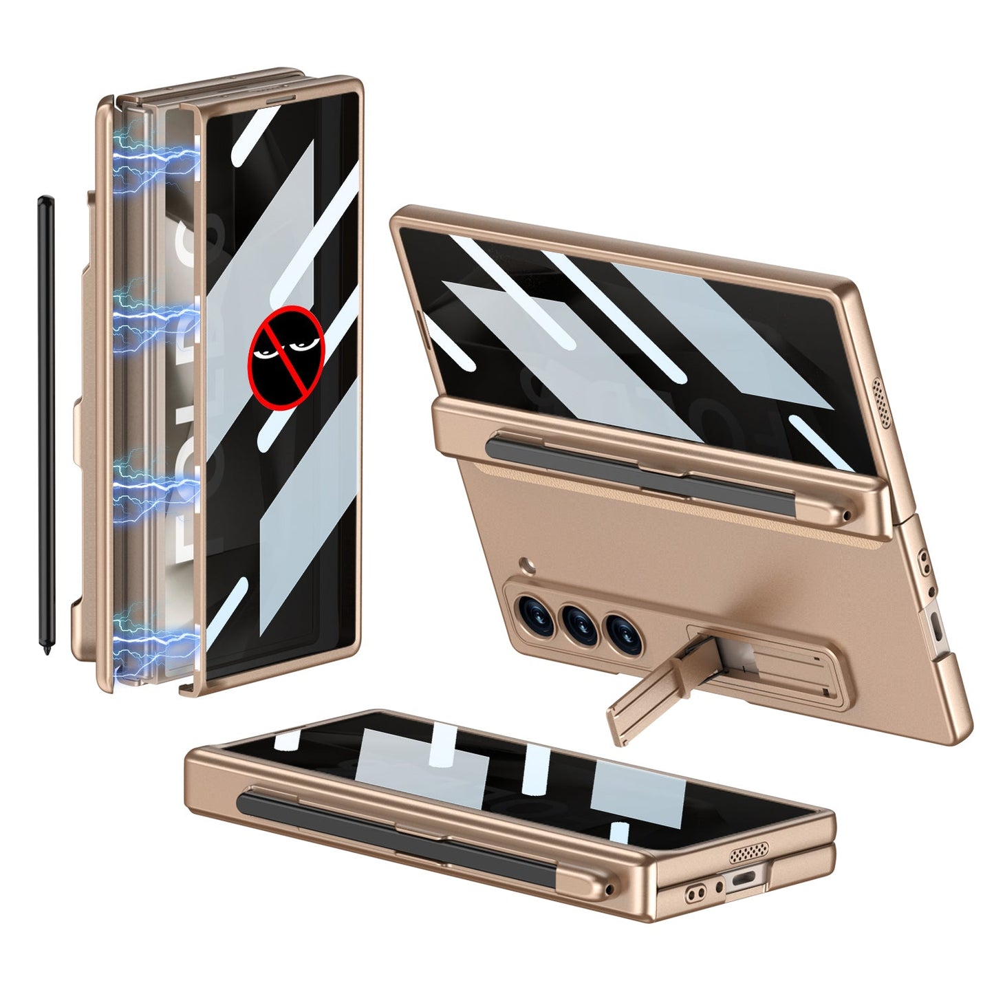 Magnetic Hinge Pen Slot Hidden Bracket All-included Case With Back Screen Protector For Galaxy Z Fold 7/6/5/4/3