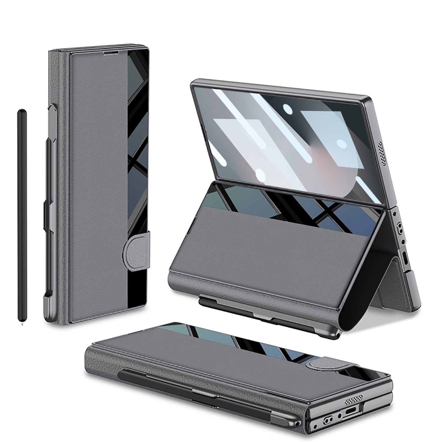 Luxurious Leather Cover Shockproof Phone Case With Screen Protector & Pen Slot For Galaxy Z Fold 6/7