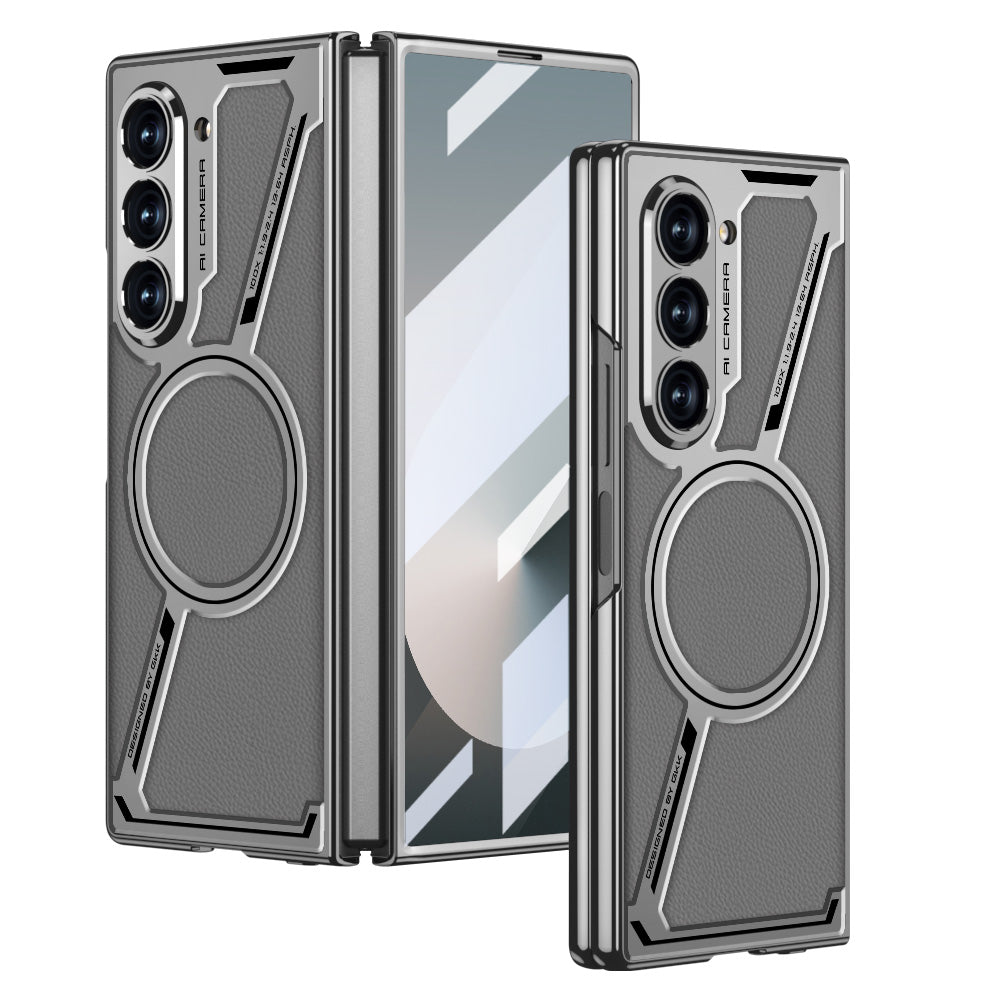 Electroplating Leather Shockproof Phone Case With Screen Protector For Galaxy Z Fold 7/6