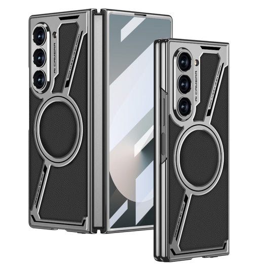 Electroplating Leather Shockproof Phone Case With Screen Protector For Galaxy Z Fold 7/6