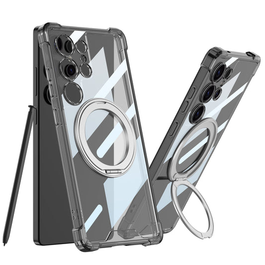 Magnetic 360 Degrees Rotating Metal Stand 4-Corners Anti-Drop Case for Galaxy