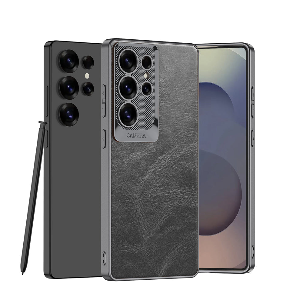 Metal Lens Protection Shockproof Leather Case for Galaxy S25 Ultra