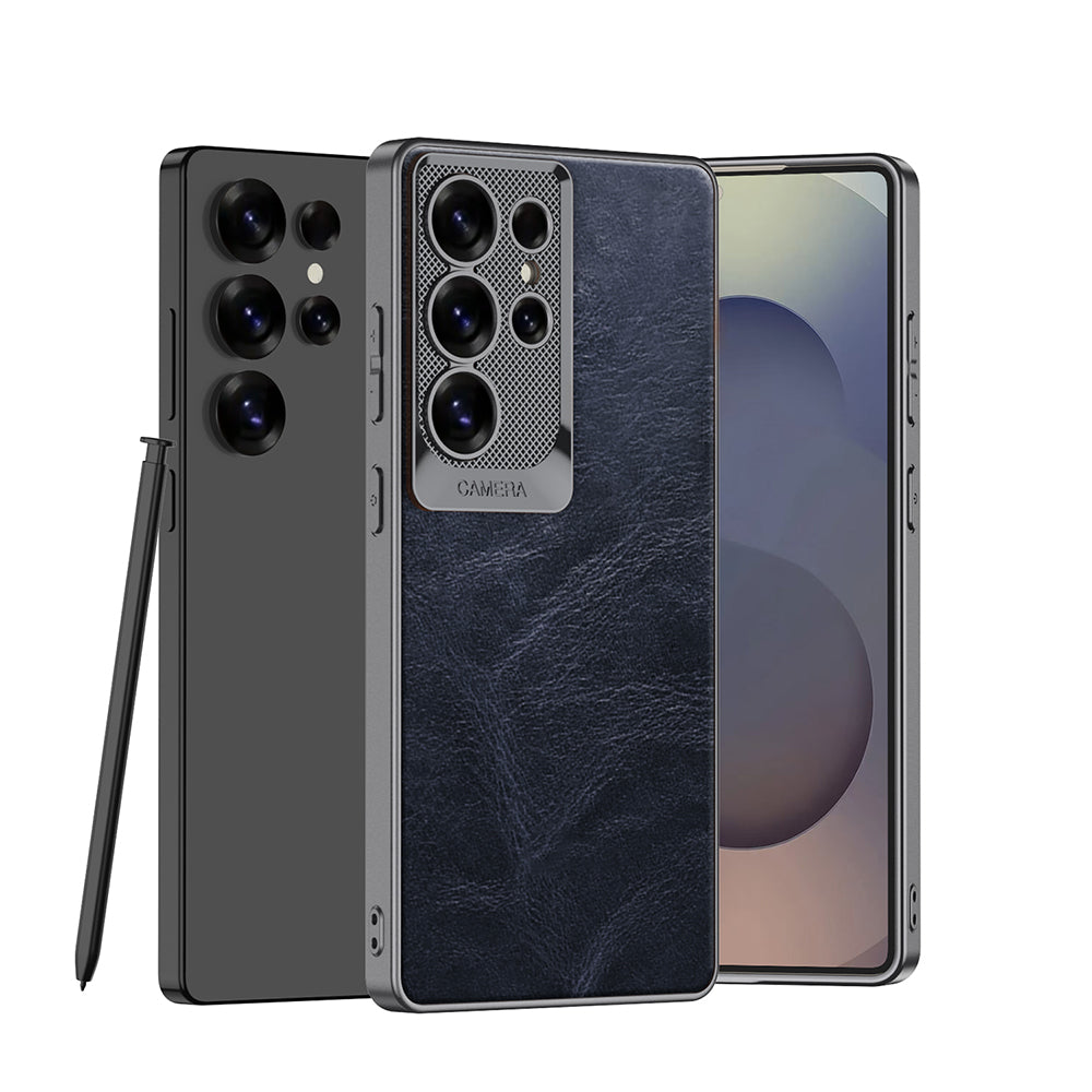 Metal Lens Protection Shockproof Leather Case for Galaxy S25 Ultra