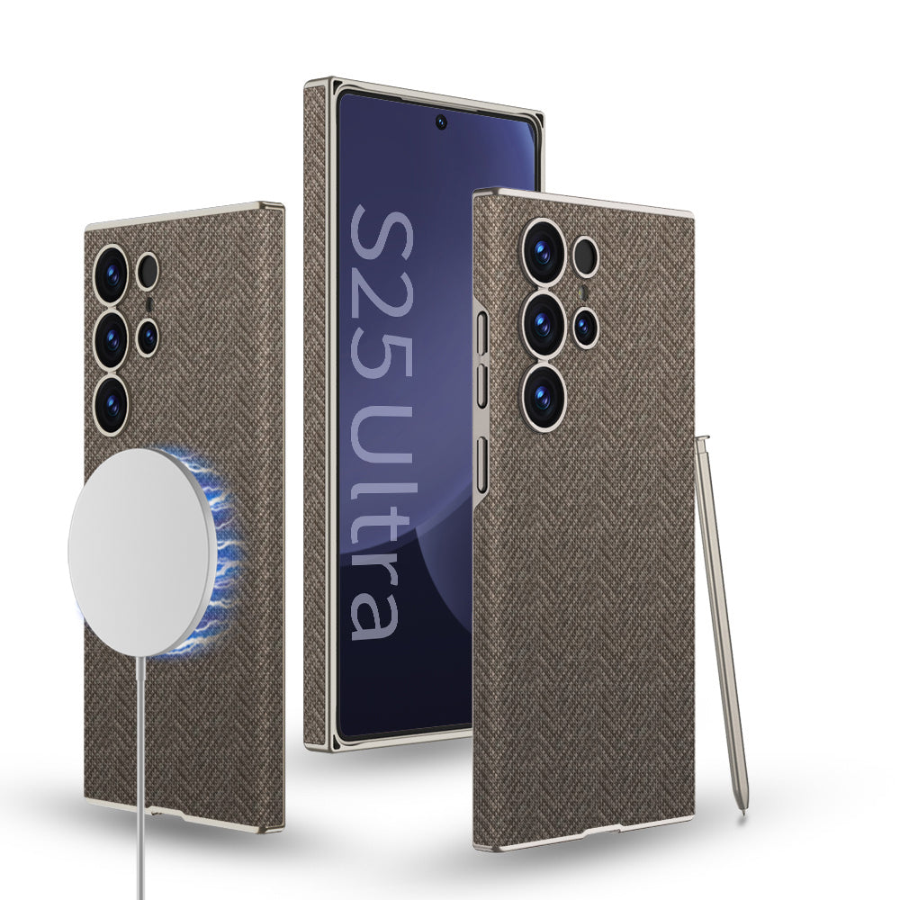 Built-in Magnetic Leather Case for Galaxy S25 Ultra