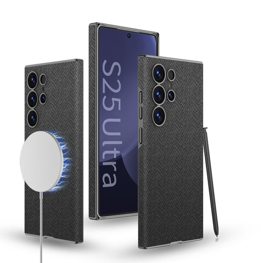 Built-in Magnetic Leather Case for Galaxy S25 Ultra