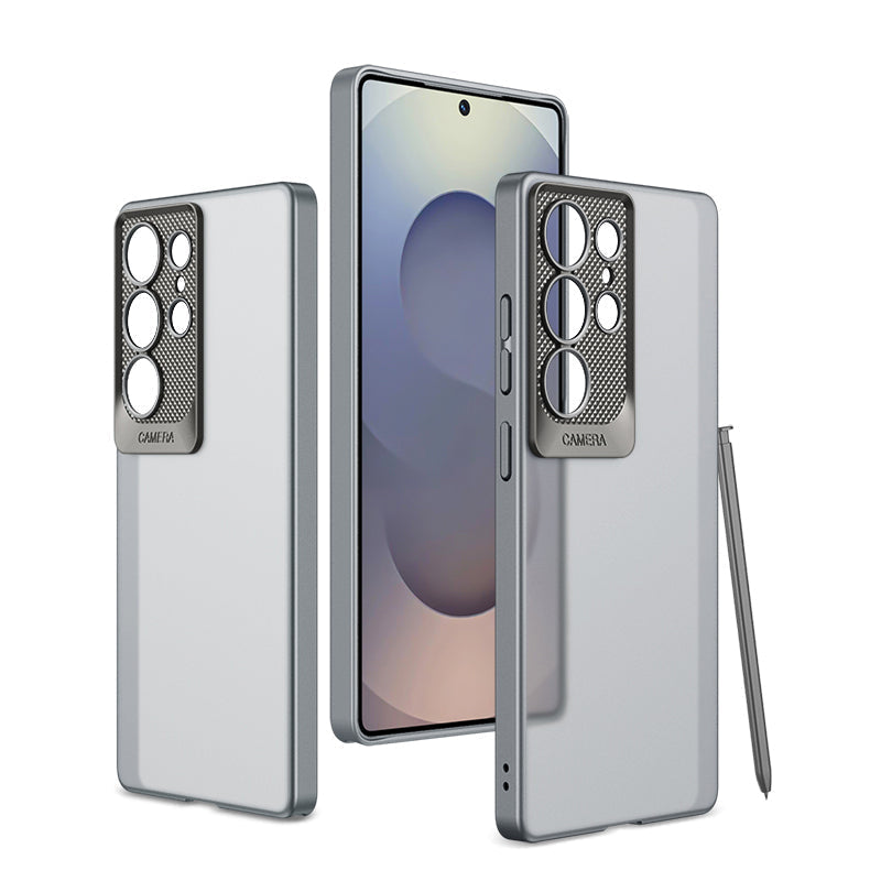 Frosted Translucent Metal Lens Protection Shockproof Case for Galaxy S25 Ultra