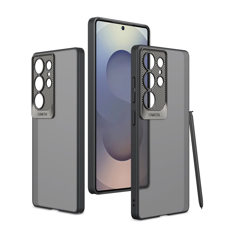 Frosted Translucent Metal Lens Protection Shockproof Case for Galaxy S25 Ultra