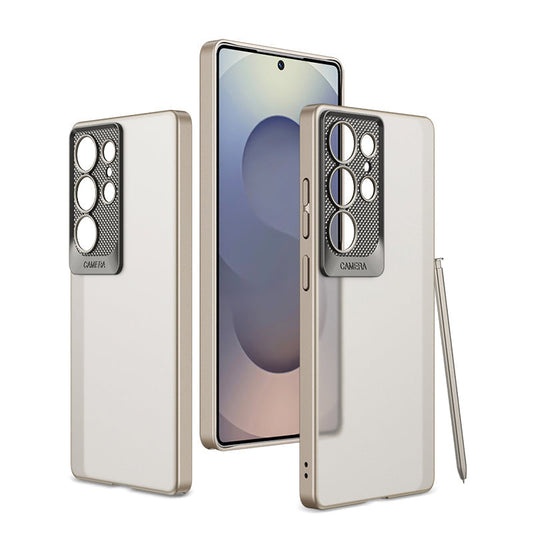 Frosted Translucent Metal Lens Protection Shockproof Case for Galaxy S25 Ultra