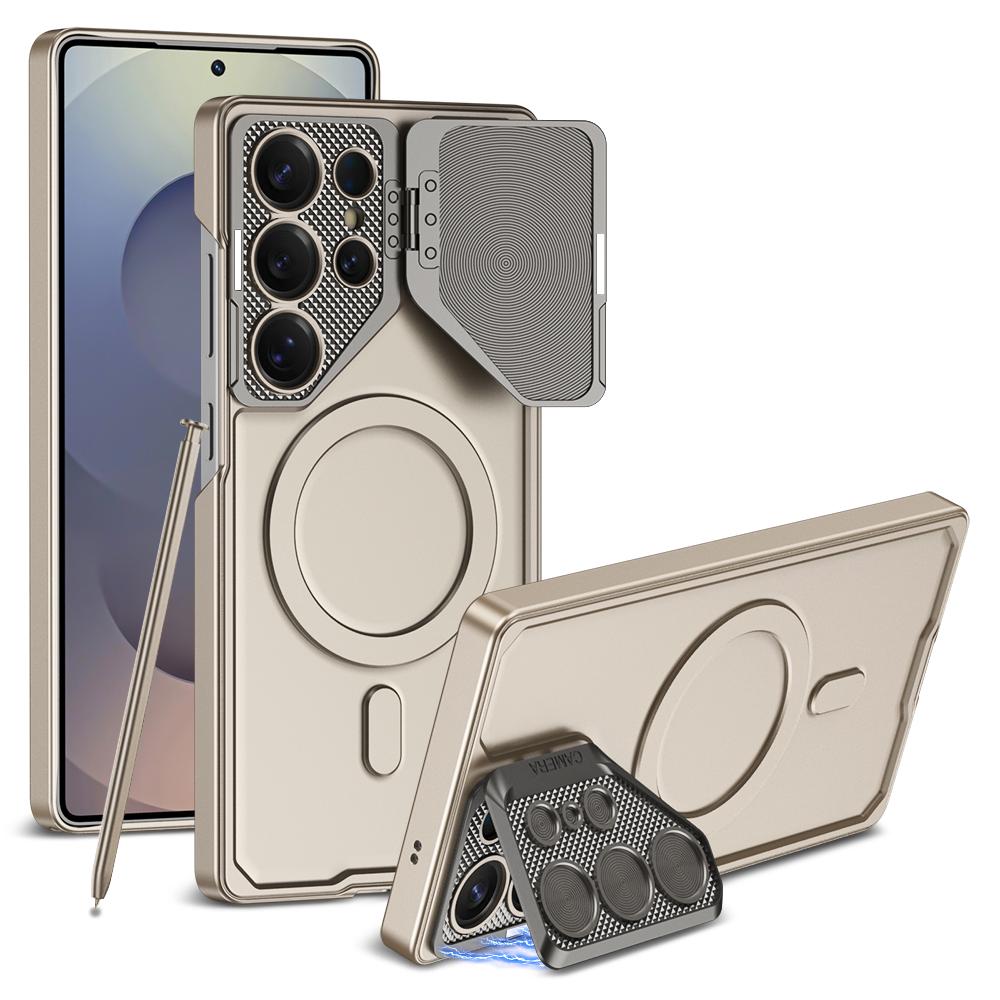 Magnetic Adjustable Camera Metal Kickstand Premium Rugged Protective Case for Galaxy S25 Ultra