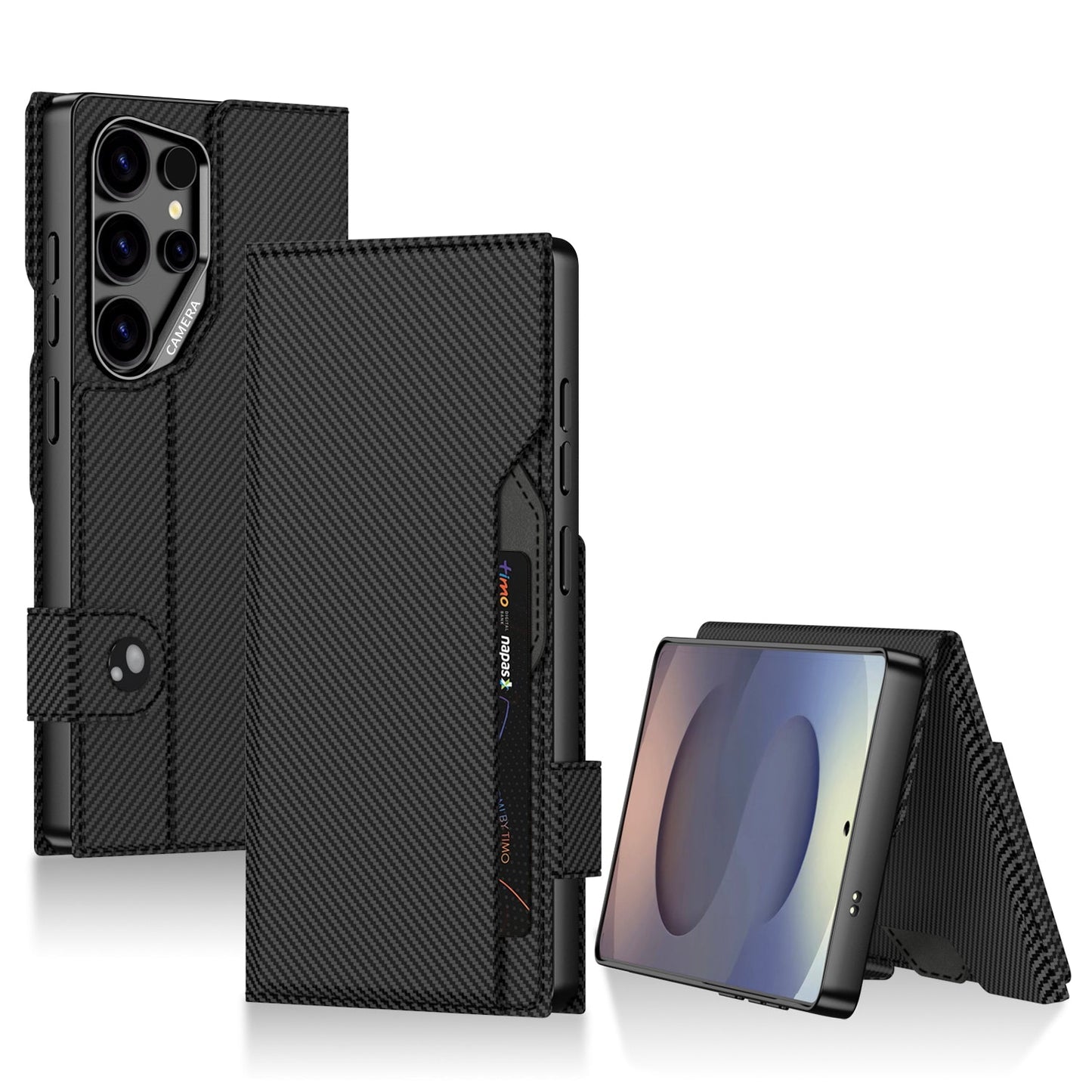 Premium Leather Wallet Card Holder Case with Magnetic Flap Button for Galaxy S25 Ultra