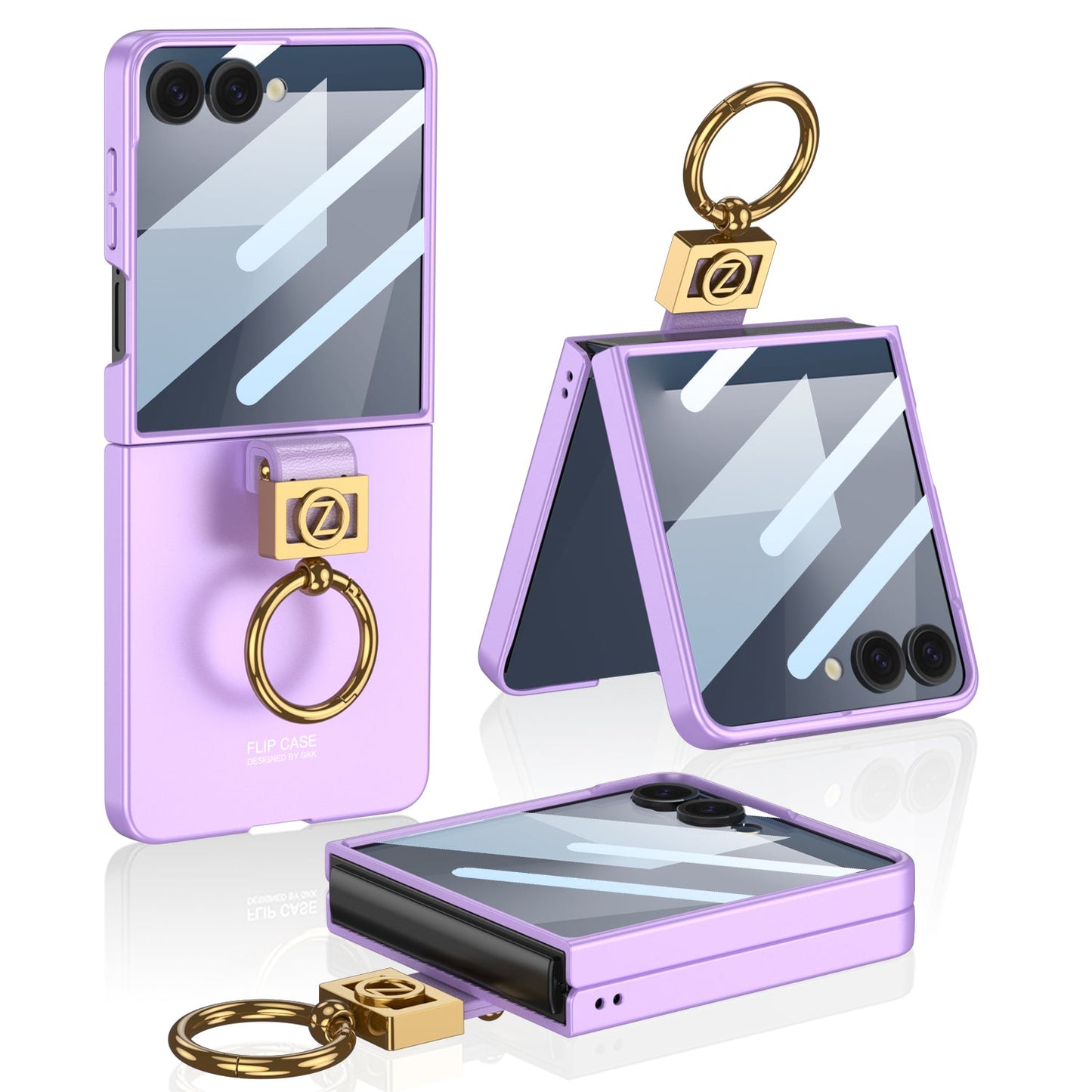 Luxury Z Ring Holder Phone Case With Back Screen Protector For Galaxy Z Flip 7
