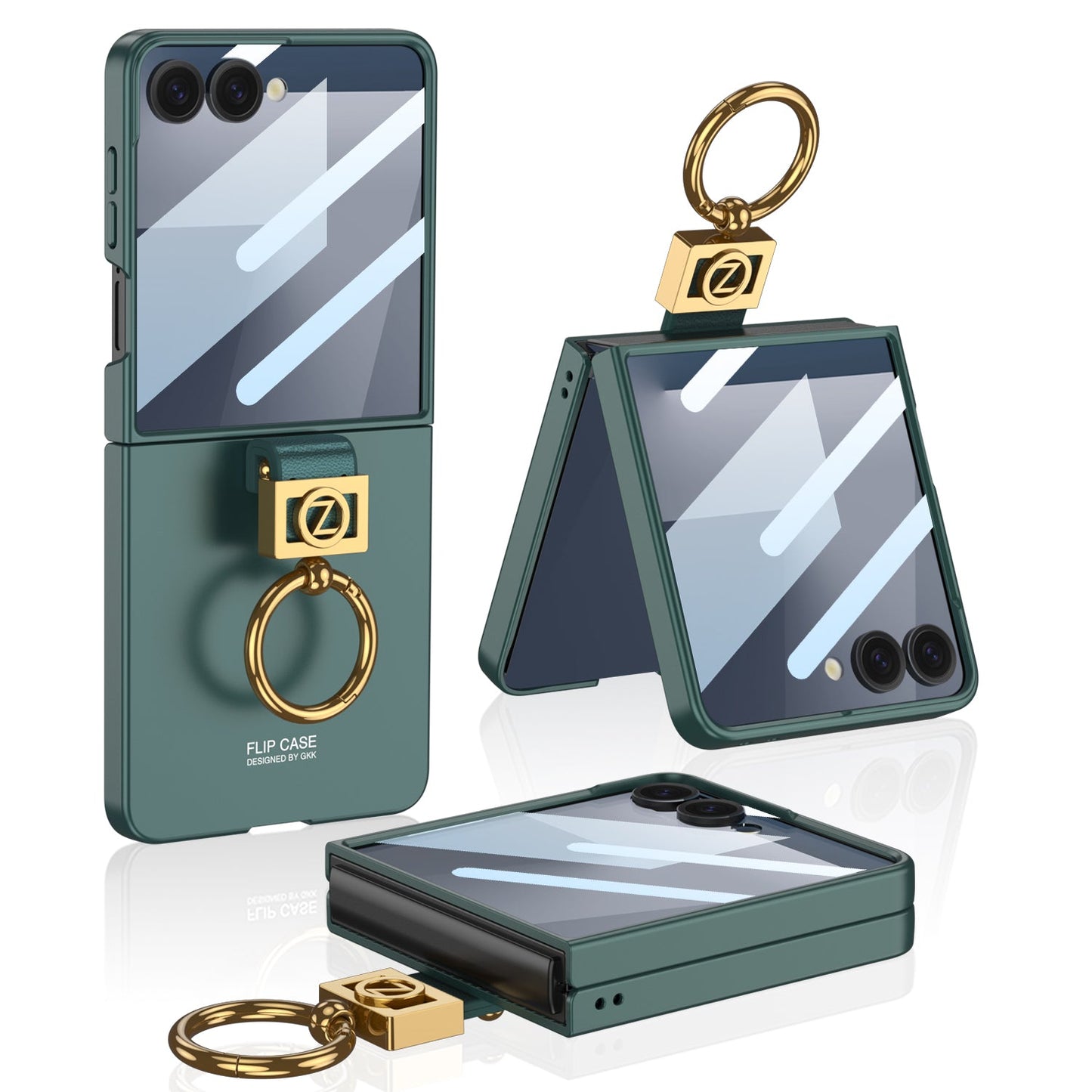 Luxury Z Ring Holder Phone Case With Back Screen Protector For Galaxy Z Flip 7