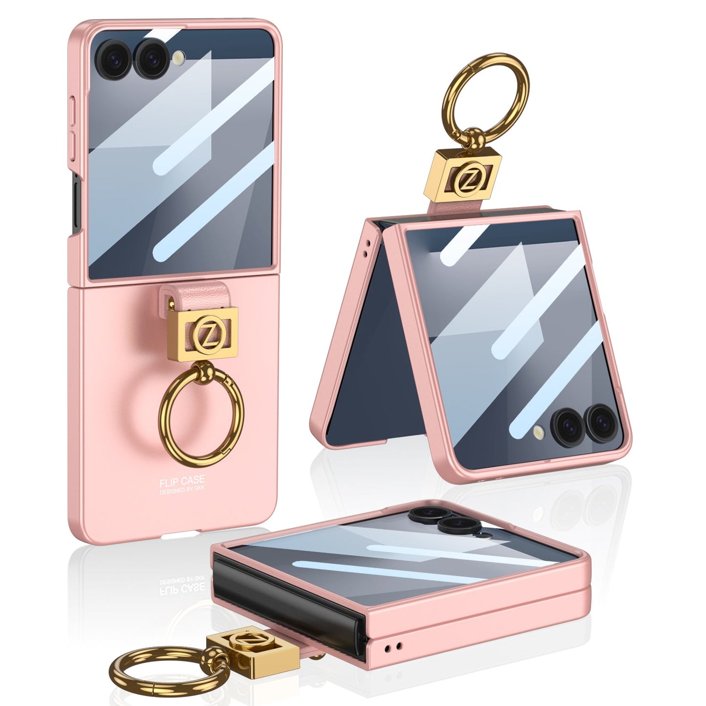 Luxury Z Ring Holder Phone Case With Back Screen Protector For Galaxy Z Flip 7