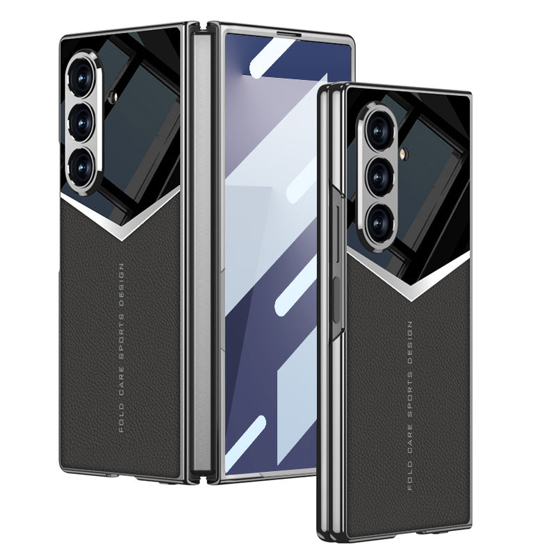 Electroplating Leather Shockproof Phone Case With Screen Protector For Galaxy Z Fold 7/6