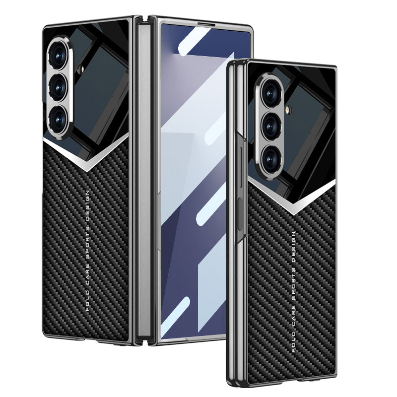 Electroplating Leather Shockproof Phone Case With Screen Protector For Galaxy Z Fold 7/6