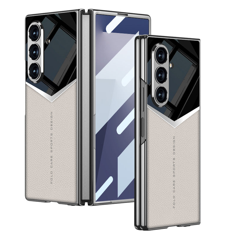 Electroplating Leather Shockproof Phone Case With Screen Protector For Galaxy Z Fold 7/6