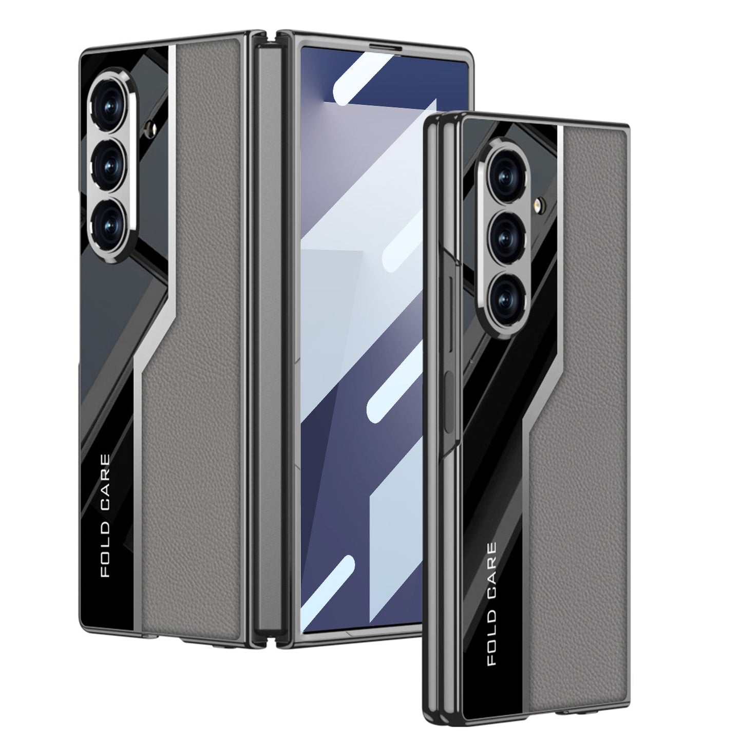 Electroplating Leather Shockproof Phone Case With Screen Protector For Galaxy Z Fold 7/6