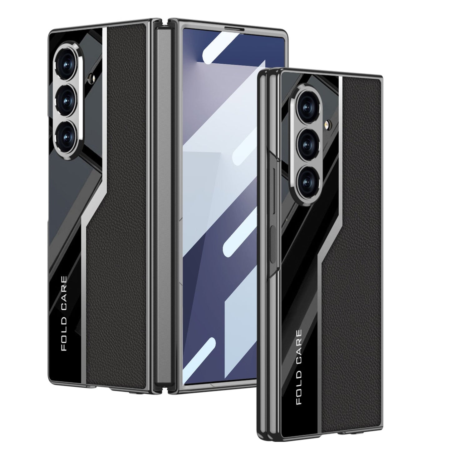 Electroplating Leather Shockproof Phone Case With Screen Protector For Galaxy Z Fold 7/6