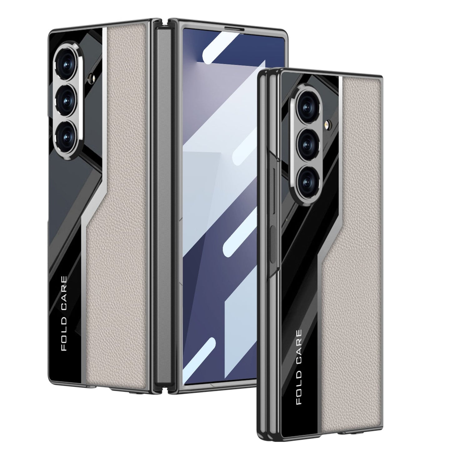 Electroplating Leather Shockproof Phone Case With Screen Protector For Galaxy Z Fold 7/6