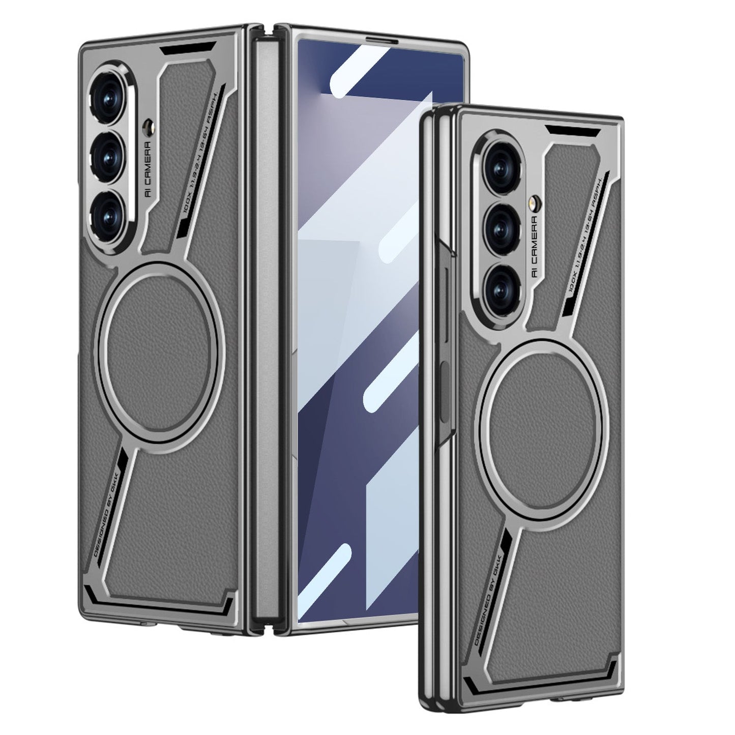 Electroplating Leather Shockproof Phone Case With Screen Protector For Galaxy Z Fold 7/6