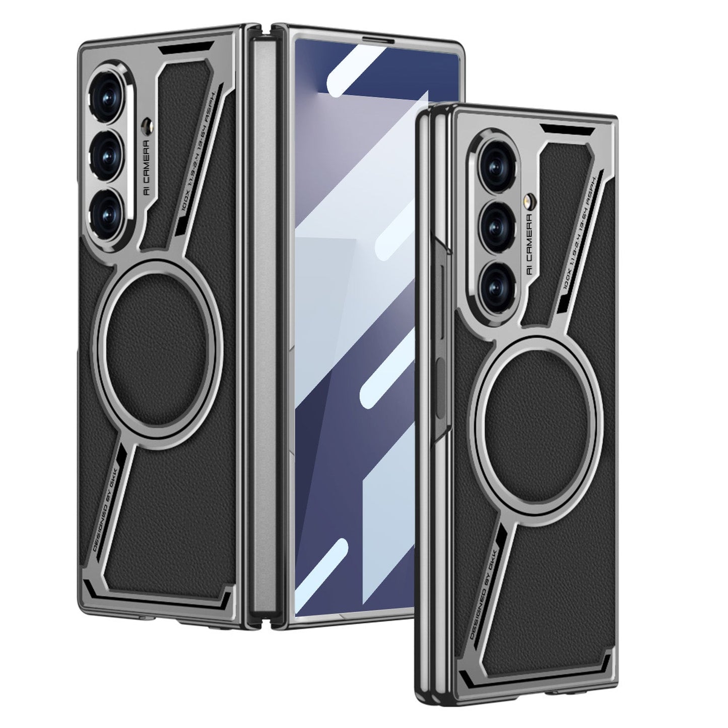 Electroplating Leather Shockproof Phone Case With Screen Protector For Galaxy Z Fold 7/6