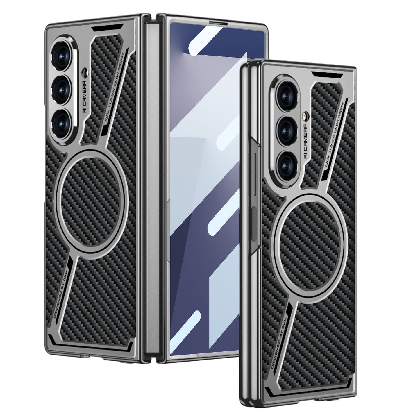 Electroplating Leather Shockproof Phone Case With Screen Protector For Galaxy Z Fold 7/6