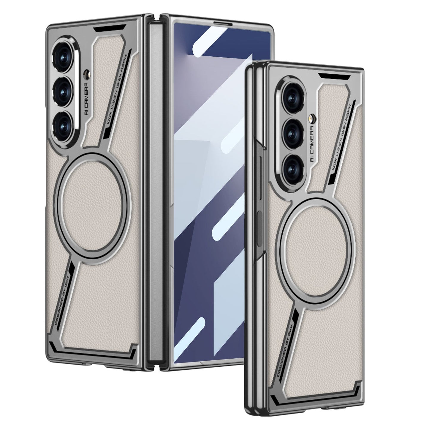 Electroplating Leather Shockproof Phone Case With Screen Protector For Galaxy Z Fold 7/6