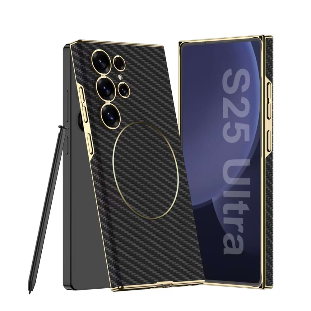 Magnetic Electroplated Leather Case for Galaxy S25 Ultra