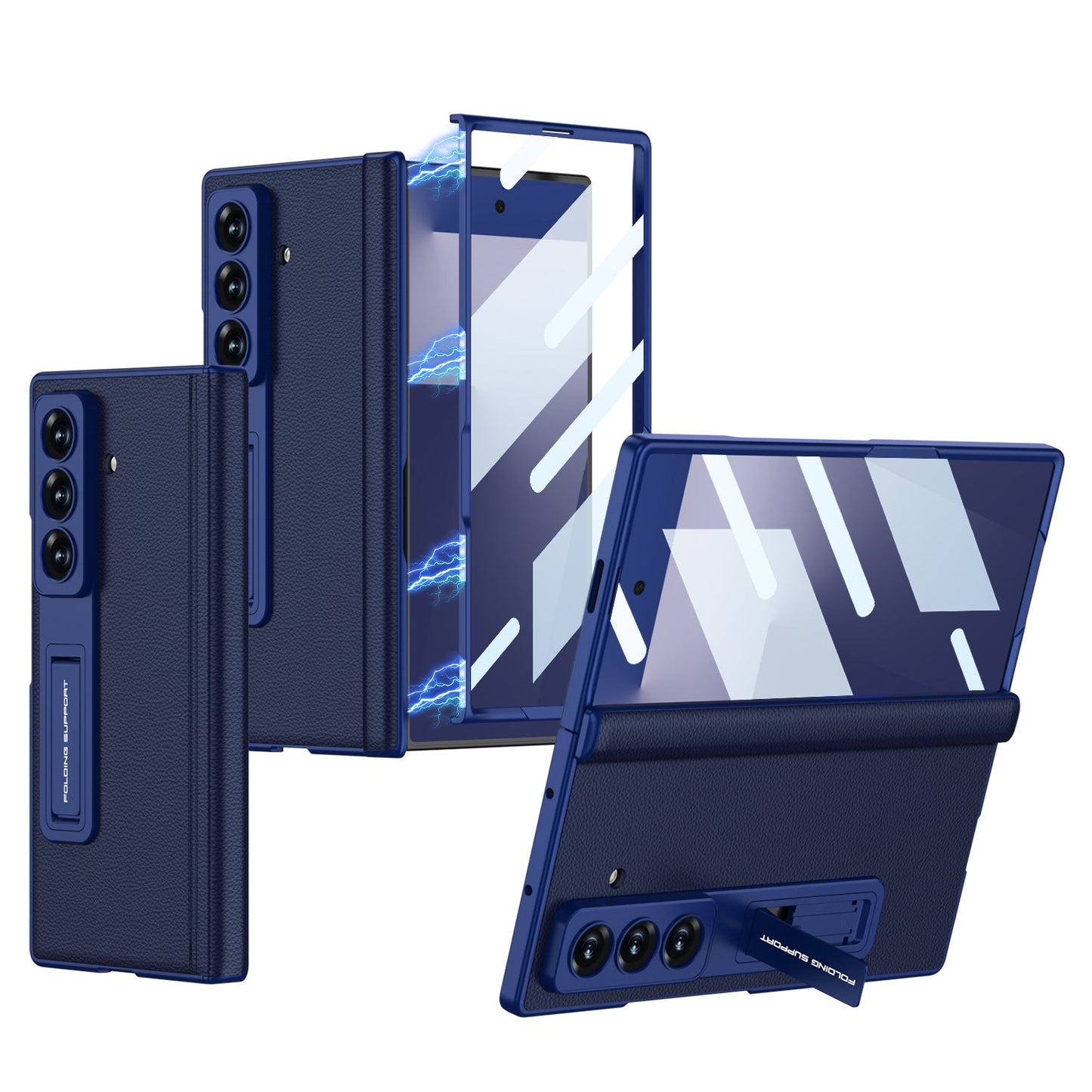 Magnetic Hinge Hidden Bracket All-included Leather Case With Back Screen Protector For Galaxy Z Fold 7/6/5