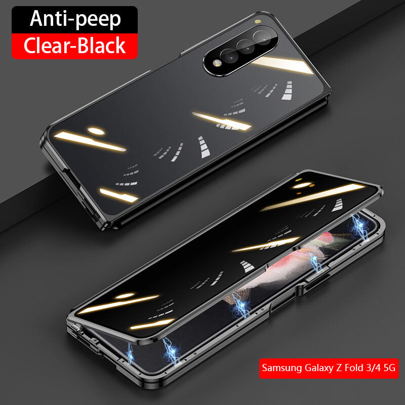 Samsung Galaxy Z Fold5 Fold4 Fold3 Magnetic Double-Sided Protection Tempered Glass Aluminum Frame Phone Case - mycasety2023 Mycasety
