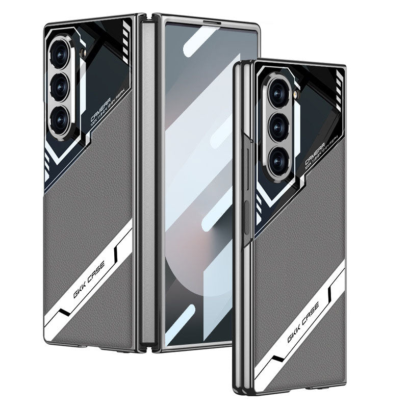 Electroplating Leather Shockproof Phone Case With Screen Protector For Galaxy Z Fold 7/6