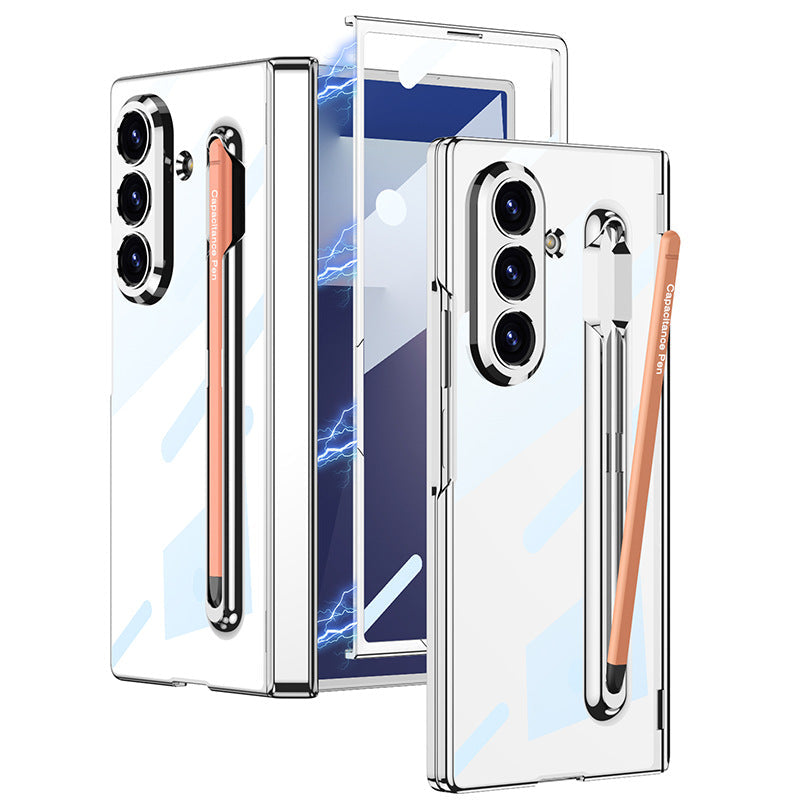 Magnetic Hinge Anti-fall Protective Clear Phone Case With Pen Tray Shell and Film For Galaxy Z Fold7