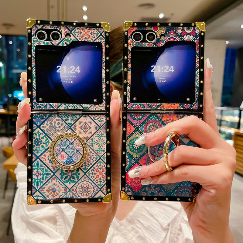 Retro Boho Style Ring Case With Lanyard for Galaxy Z Flip 6/5/4/3