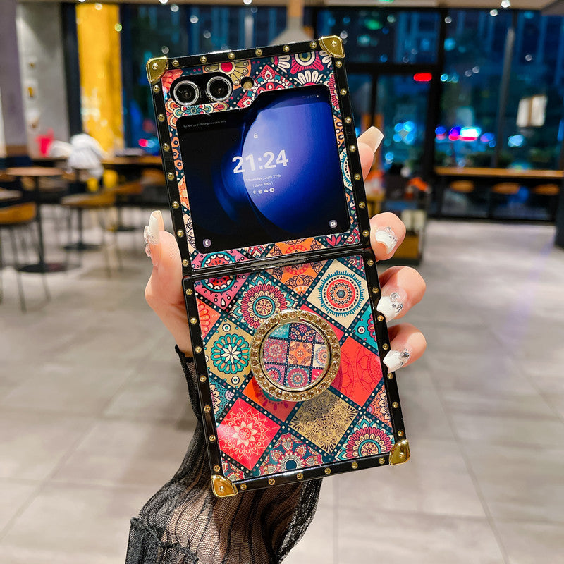 Retro Boho Style Ring Case With Lanyard for Galaxy Z Flip 6/5/4/3
