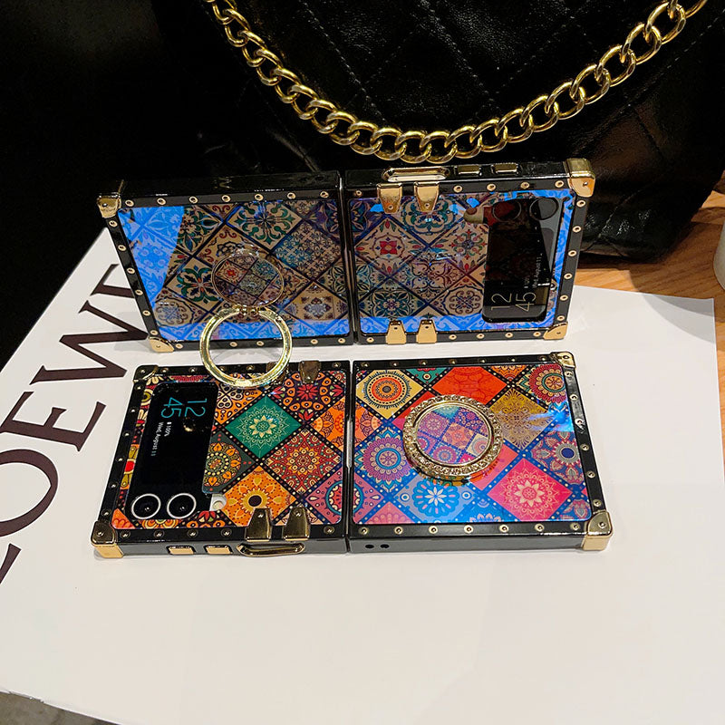 Retro Boho Style Ring Case With Lanyard for Samsung Galaxy Z Flip3 Flip4 5G - {{ shop_name}} pphonecover