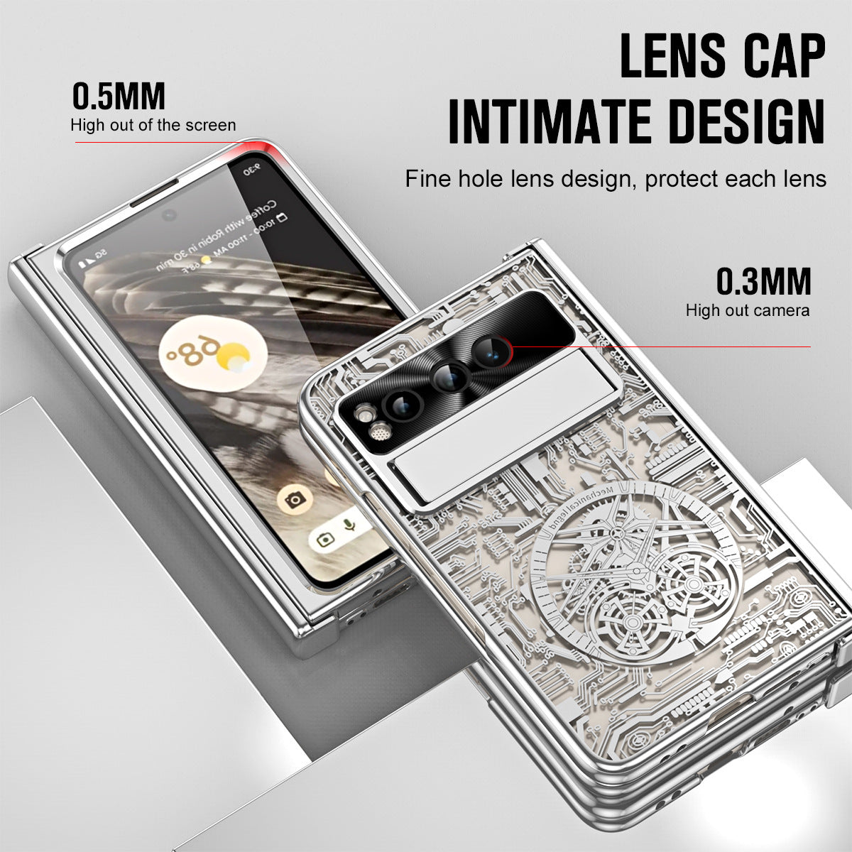 Electroplating Google Pixel Fold Case All Inclusive Double Pen Tray Hinge with Screen Protector and Free stylus - Mycasety Mycasety