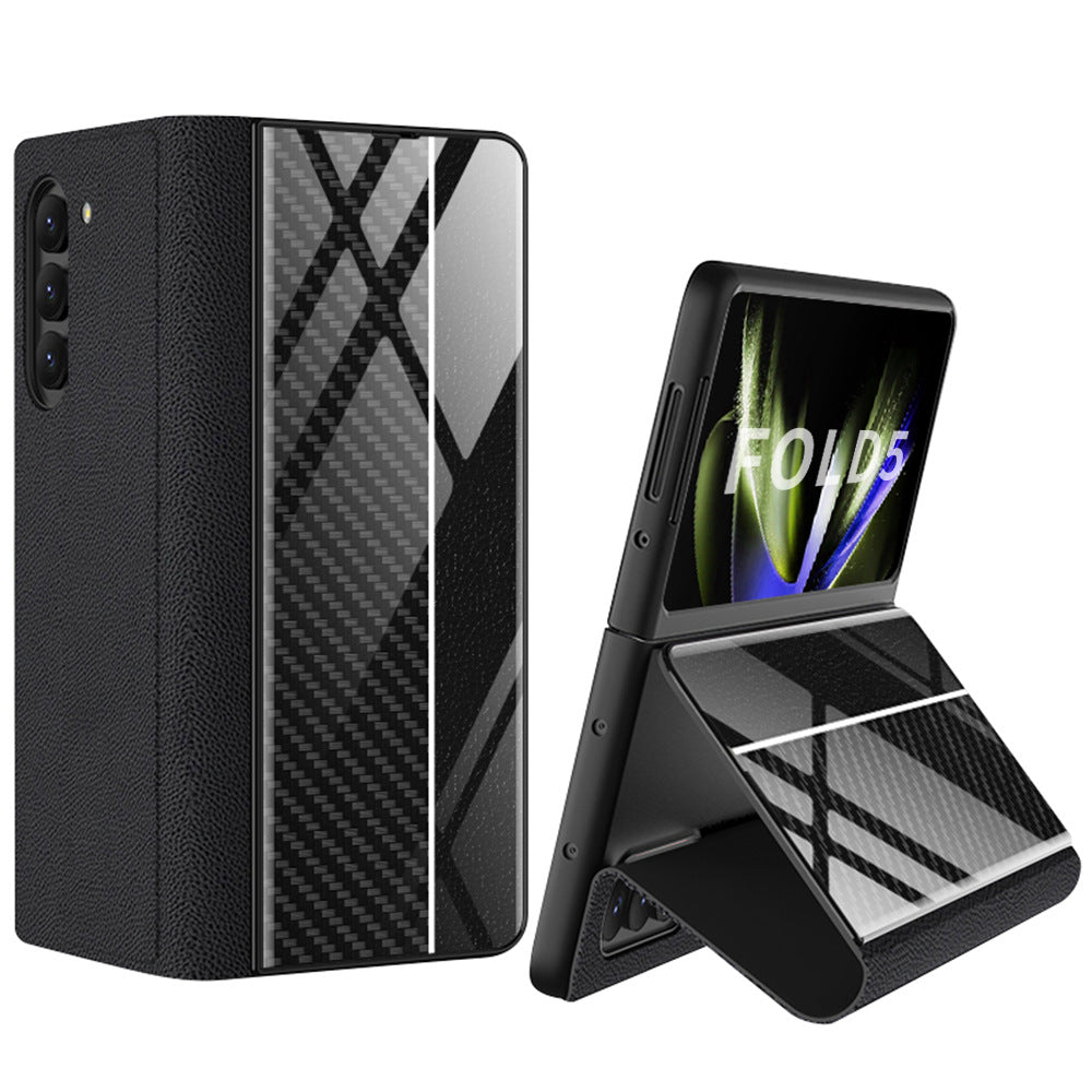 Samsung Z Fold5 Painted Plain Leather Business Protective Phone Case - mycasety2023 Mycasety
