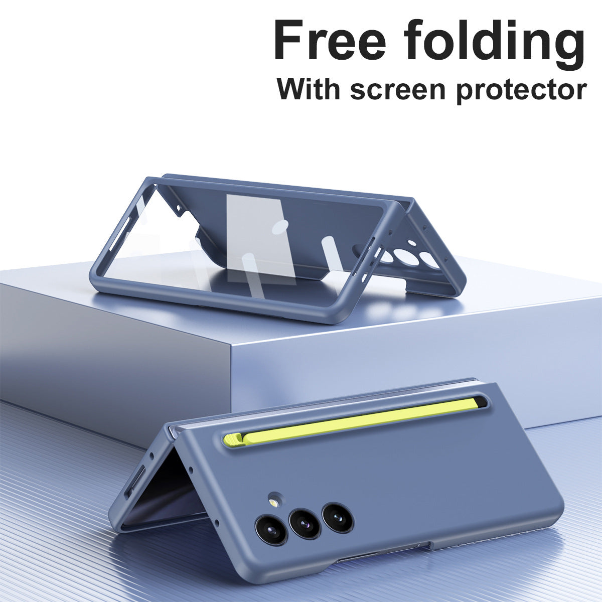 Anti-fall Protective Phone Case With Pen Tray Shell and Film For Galaxy Z Fold 7/6/5/4/3