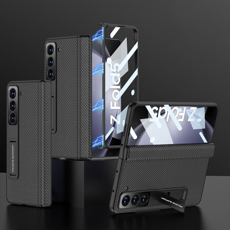 Magnetic Hinge Hidden Bracket All-included Leather Case With Back Screen Protector For Galaxy Z Fold 7/6/5