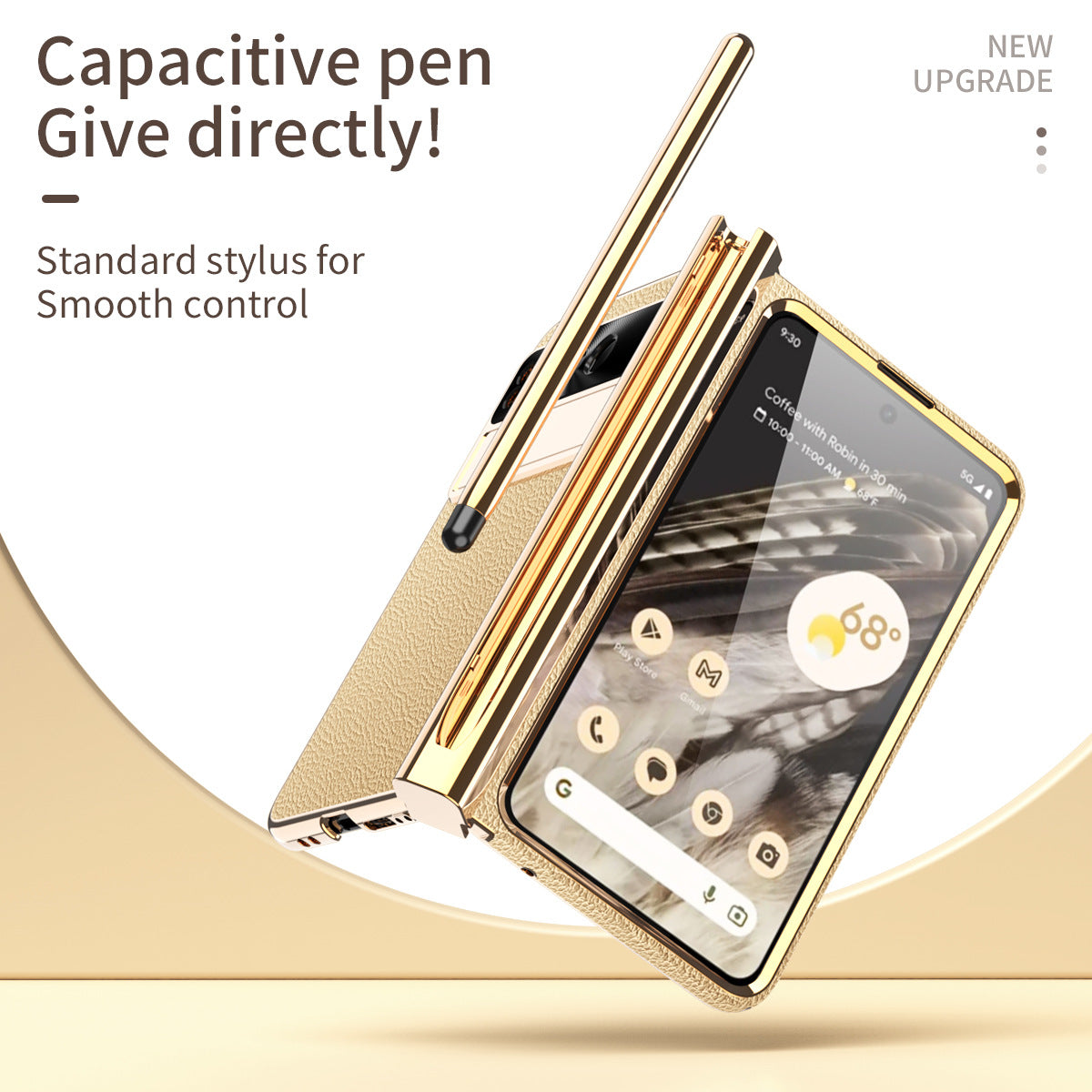 Electroplated Leather Google Pixel Fold Case with Dual Hinge Protective Screen Protector and Hidden Kickstand Pen Slot Free Stylus - Mycasety Mycasety