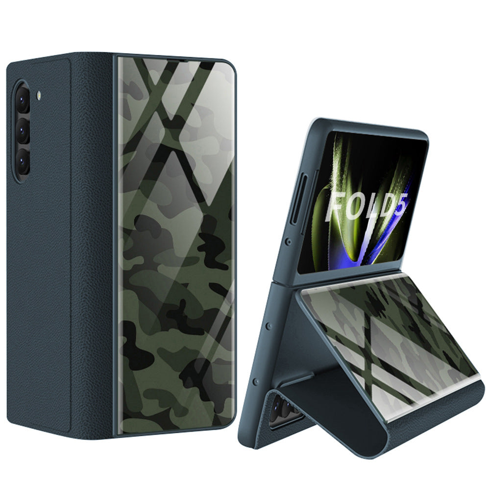 Samsung Z Fold5 Painted Plain Leather Business Protective Phone Case - mycasety2023 Mycasety