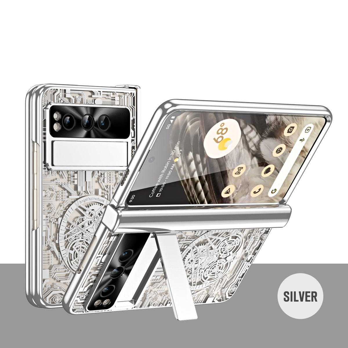 Electroplating Google Pixel Fold Case All Inclusive Double Pen Tray Hinge with Screen Protector and Free stylus - Mycasety Mycasety