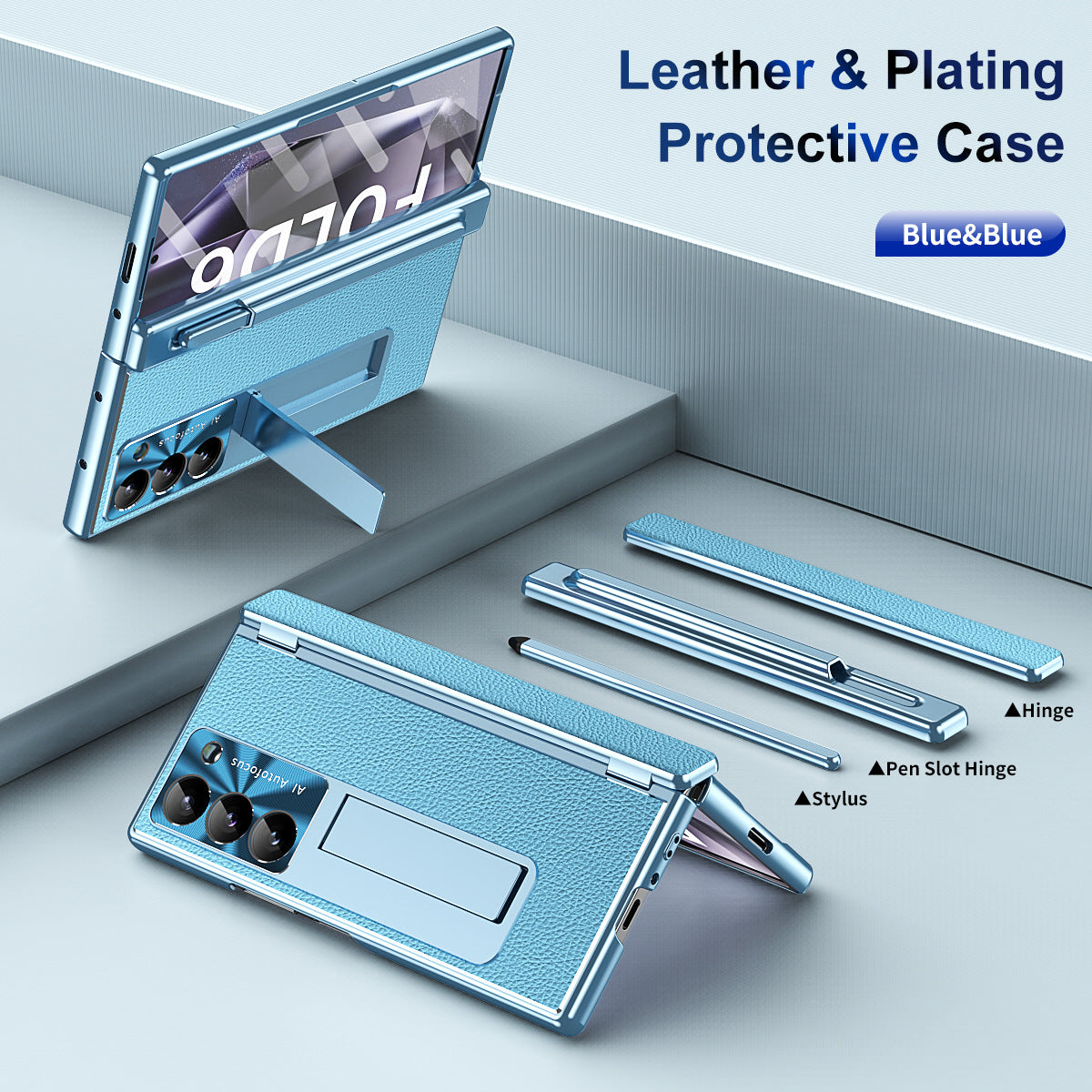 Aluminum Alloy Frame Magnetic Bracket All-Inclusive Electroplating Leather Cover For Galaxy Z Fold